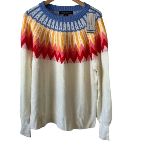 FRENCH CONNECTION Fair Isle Sweater in Ivory / Multi Size XXL Brand New MSRP $88 - Picture 6 of 8